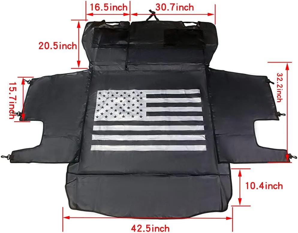 BESTAOO Dog Cargo Liner for Jeep, Waterproof Pet Dog Trunk Cargo Liner for 2007-2025 Jeep Wrangler JK JL 4-Door, Heavy Duty Oxford Nonslip Dog Trunk Cargo Protector Washable Dog Seat Cover (USA Flag)