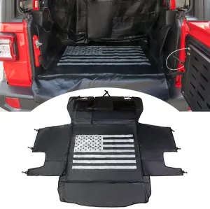 BESTAOO Dog Cargo Liner for Jeep, Waterproof Pet Dog Trunk Cargo Liner for 2007-2025 Jeep Wrangler JK JL 4-Door, Heavy Duty Oxford Nonslip Dog Trunk Cargo Protector Washable Dog Seat Cover (USA Flag)