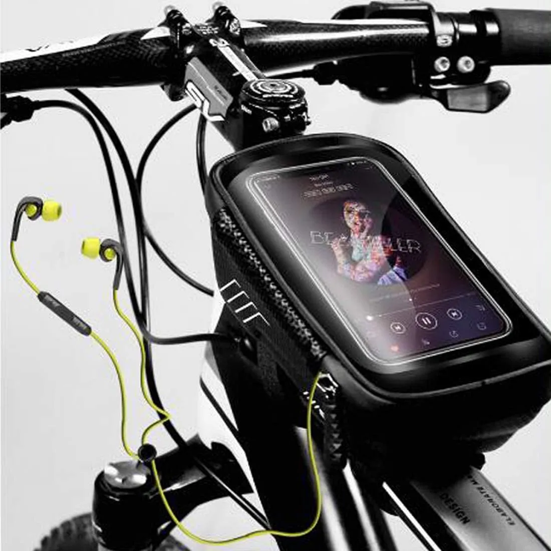 Bike Frame Bag, Bike Phone Mount, Waterproof Cycling Front Top Tube Pouch Pannier Bicycle Frame Phone Holder Crossbar Storage Bags for iPhone 13 12 11 Pro MAX XS XR X 8 7 Plus Smartphones Below 6.5''