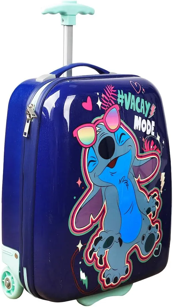 Bioworld Disney Stitch Vacay Mode Youth 18" 2-Wheeled Hardside Carry-On Suitcase Luggage