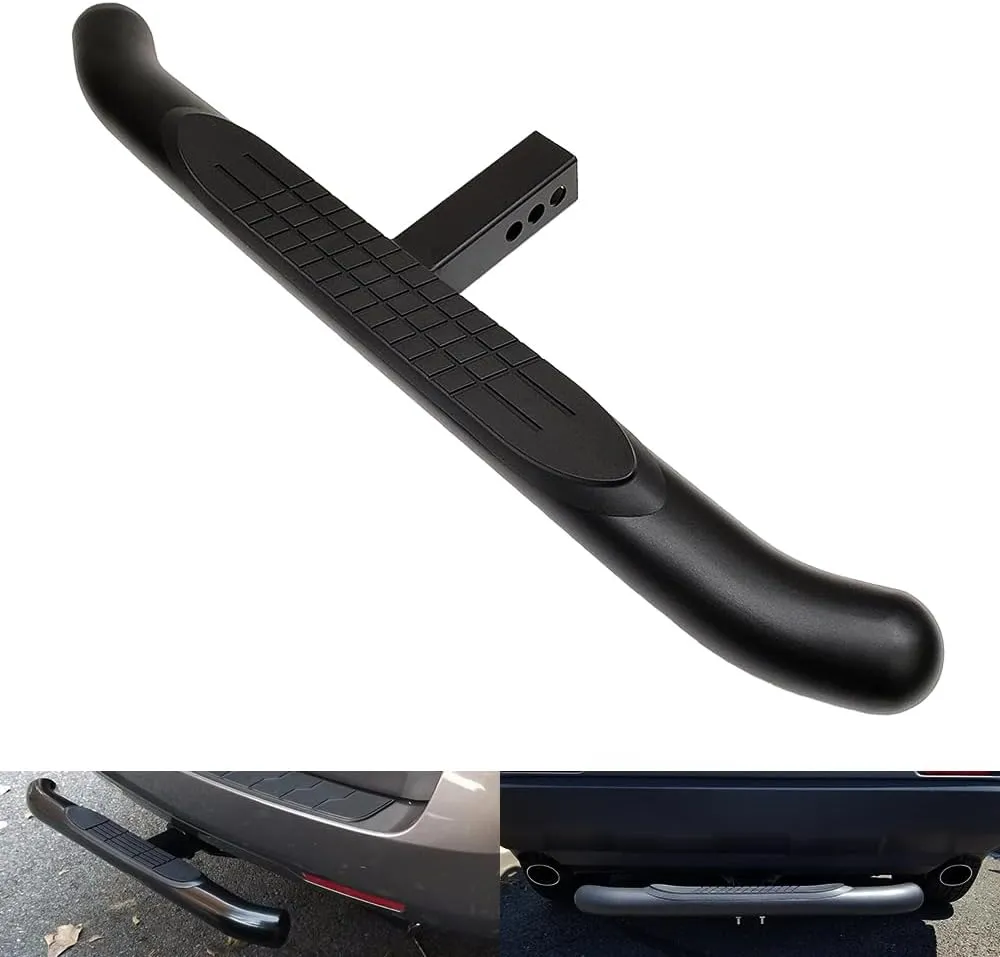 Black 36" Towing Hitch Trailer Tow Hitch Step Bar 3" Round Curved Rear Bumper Guard for 2" Receiver SUV Pickup Truck