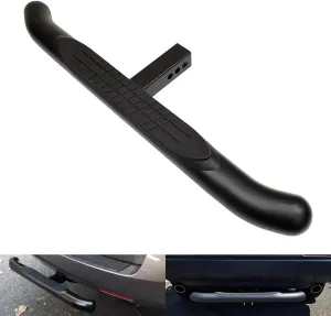 Black 36" Towing Hitch Trailer Tow Hitch Step Bar 3" Round Curved Rear Bumper Guard for 2" Receiver SUV Pickup Truck