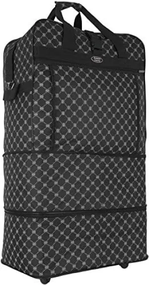 Black 36" XL, Expandable Upright Rolling Wheeled Duffel Bag Spinner Suitcase Luggage NEW
