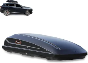 Black Horse Rooftop Cargo Carrier ABS   PMMA Hard Shell, 16 Cubic Feet Waterproof Car Roof Cargo Carrier Box w/Dual Side Opening, Security Key, 165lbs Capacity, for 28" to 80" Wide Crossbar Rack