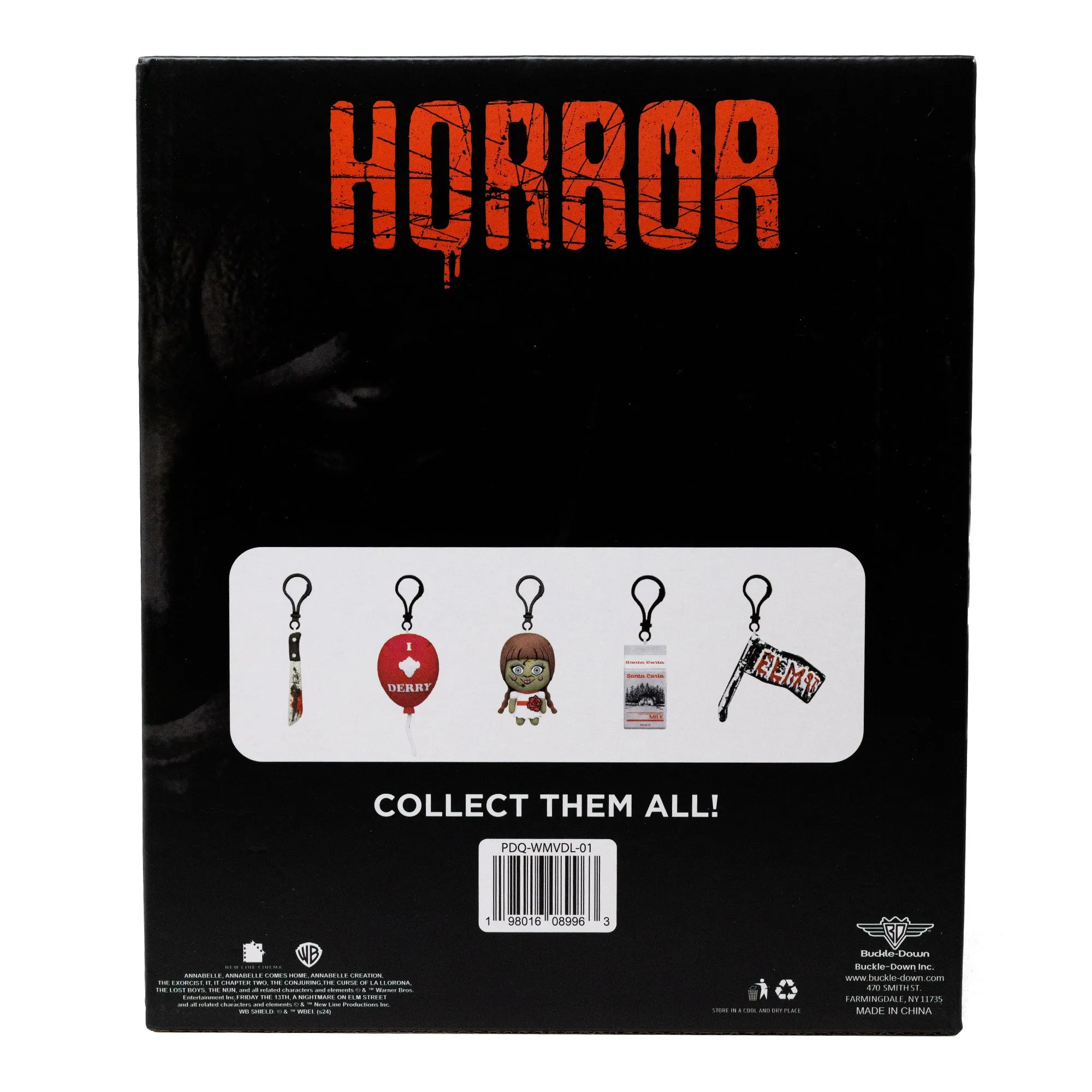 Blind Keychain Backpack Charm PDQ - Warner Bros. Horror Movies - 6 Bags of Each Character/Icon - 30 Total Bags