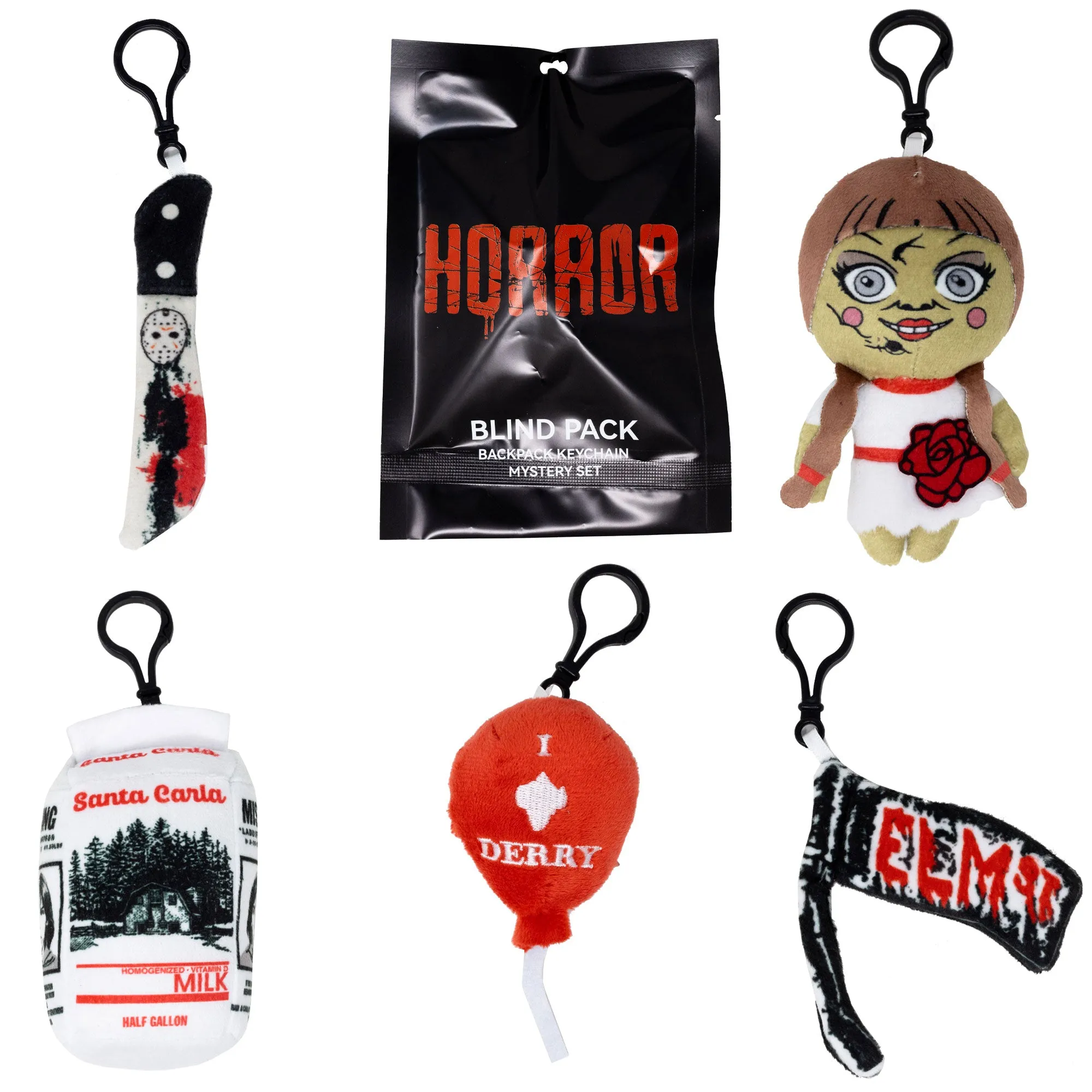 Blind Keychain Backpack Charm PDQ - Warner Bros. Horror Movies - 6 Bags of Each Character/Icon - 30 Total Bags