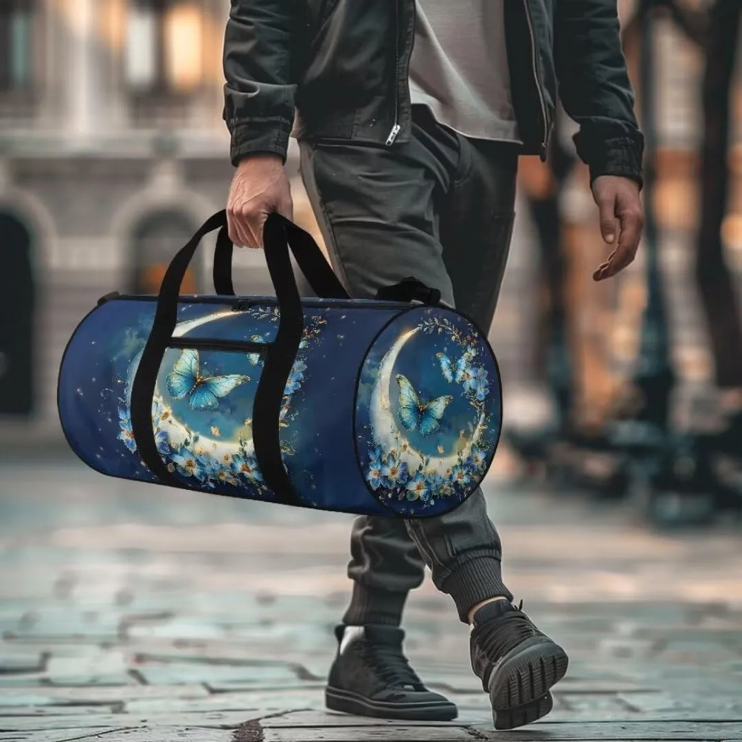 Boatee Butterfly Moon Travel Duffel Bag for Women Large Duffel Bag Lightweight Gym Bag Trendy Luggage Bag Big Capacity Weekender Purse Travel Toiletry Bags with Adjustable Shoulder Strap for Camp Blue