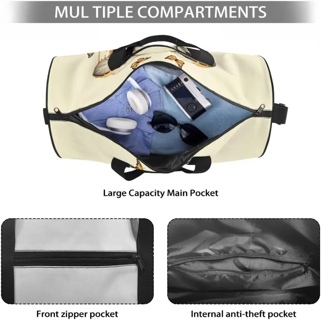 Boatee Elephant Sunflower Duffel Bag for Women Large Duffle Bag for Travel Portable Duffle Bag Luggage Handbag with Pocket Multi-Purpose Duffel Shoulder Bag Casual Handle Purse for Camp Sport Yellow