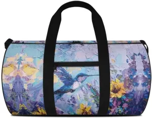 Boatee Hummingbird Womens Travel Bag Large Duffle Bag Big Capacity Duffel Bag Trendy Luggage Bag Stylish Gym Bag Small Weekender Bags Holdall Purse with Adjustable Strap Shoulder Handbag Blue