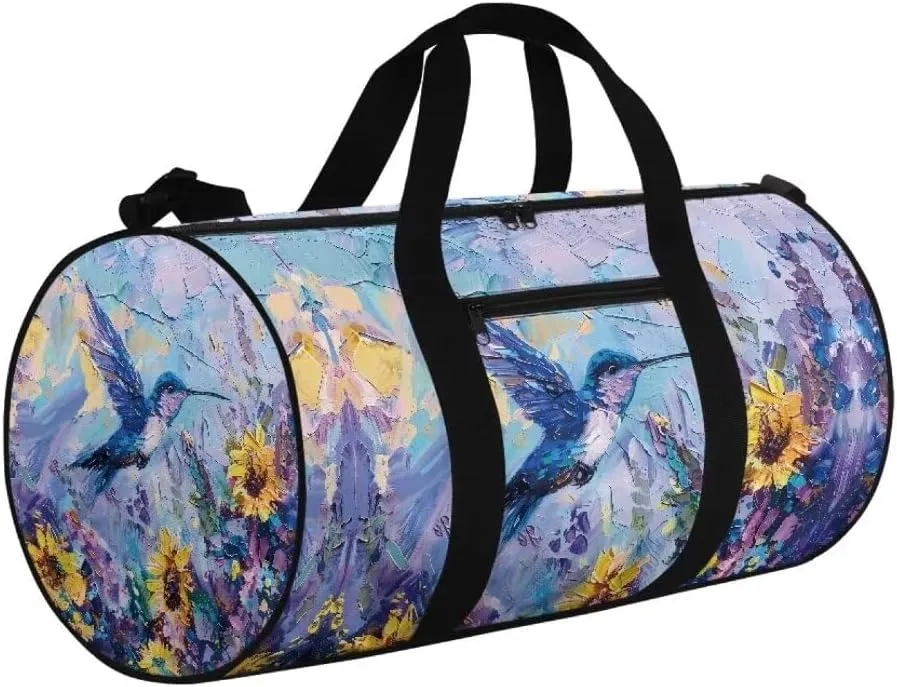 Boatee Hummingbird Womens Travel Bag Large Duffle Bag Big Capacity Duffel Bag Trendy Luggage Bag Stylish Gym Bag Small Weekender Bags Holdall Purse with Adjustable Strap Shoulder Handbag Blue