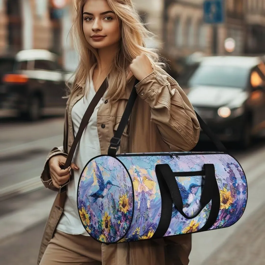 Boatee Hummingbird Womens Travel Bag Large Duffle Bag Big Capacity Duffel Bag Trendy Luggage Bag Stylish Gym Bag Small Weekender Bags Holdall Purse with Adjustable Strap Shoulder Handbag Blue