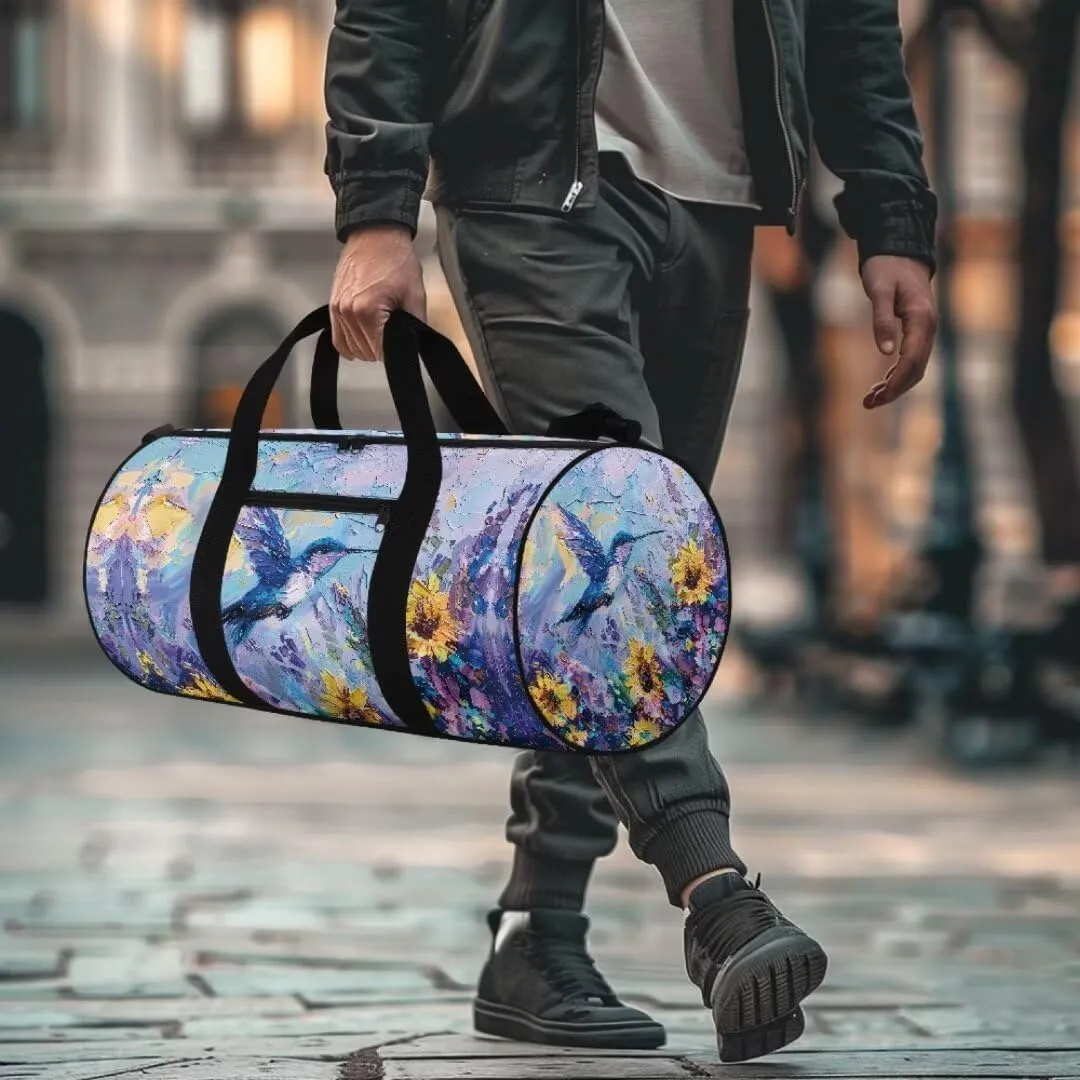 Boatee Hummingbird Womens Travel Bag Large Duffle Bag Big Capacity Duffel Bag Trendy Luggage Bag Stylish Gym Bag Small Weekender Bags Holdall Purse with Adjustable Strap Shoulder Handbag Blue