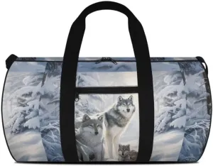 Boatee Wolf Duffle Bag for Men Travel Bag Large Duffel Bag Lightweight Luggage Bag Portable Gym Handbag Casual Weekender Hand Bag with Inner Pocket Carry on Personal Item Bags for Camp White