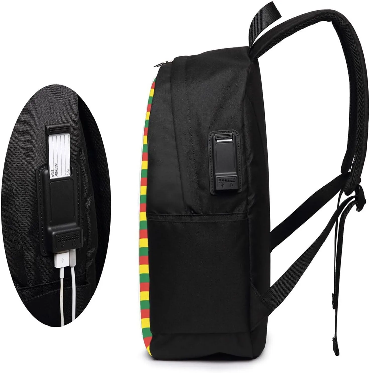 Bolivia Flag Bandera Stripe Travel Backpack 17-Inch Laptop Backpacks Business Rucksack Casual Sport Daypack with USB Charging Port Carry-on Bag for Camping Biking