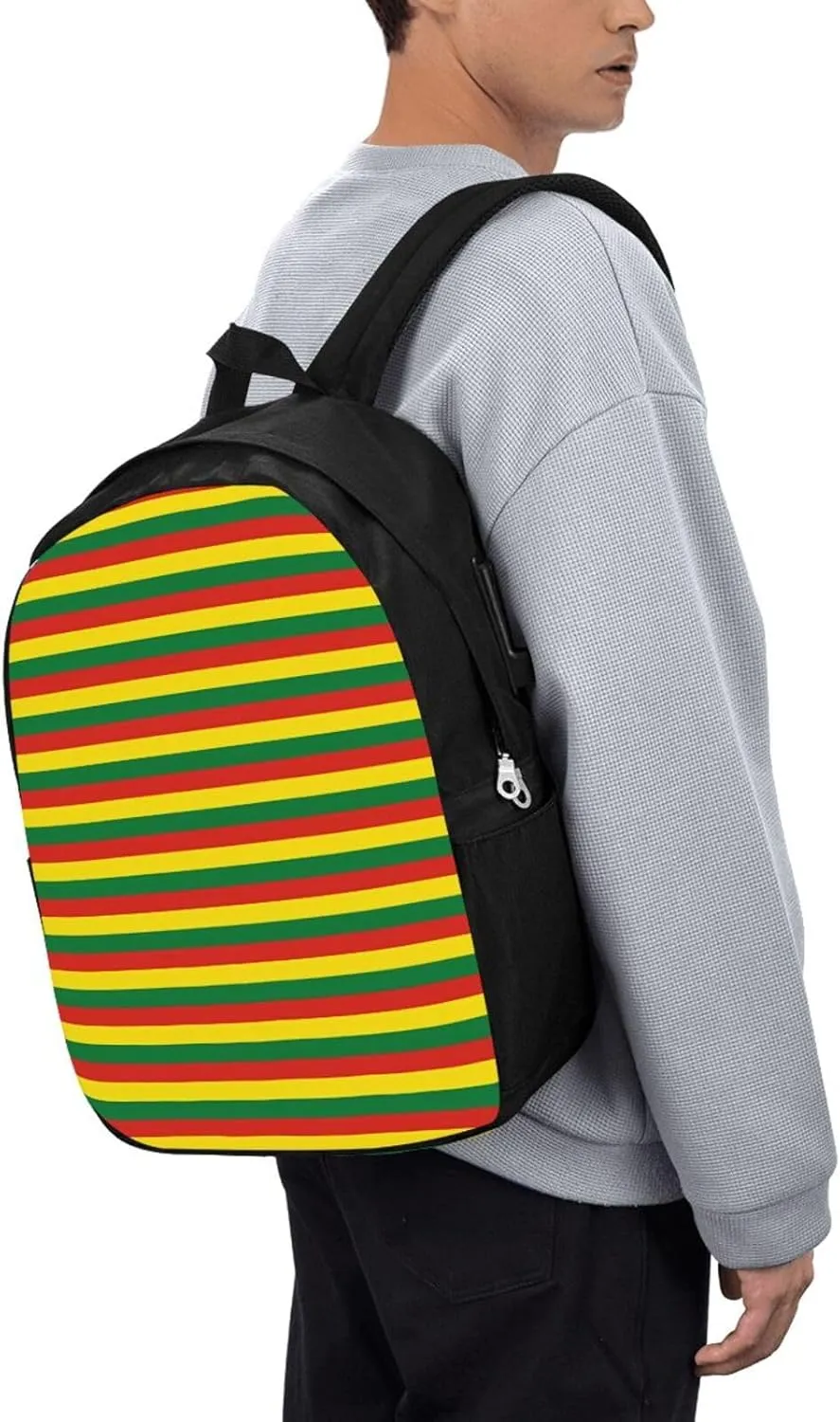 Bolivia Flag Bandera Stripe Travel Backpack 17-Inch Laptop Backpacks Business Rucksack Casual Sport Daypack with USB Charging Port Carry-on Bag for Camping Biking