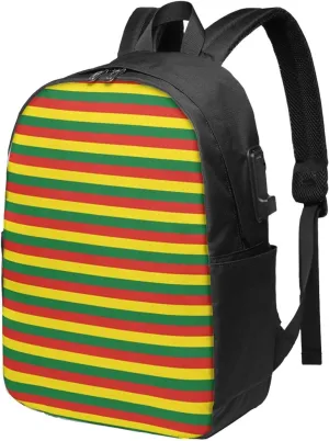 Bolivia Flag Bandera Stripe Travel Backpack 17-Inch Laptop Backpacks Business Rucksack Casual Sport Daypack with USB Charging Port Carry-on Bag for Camping Biking