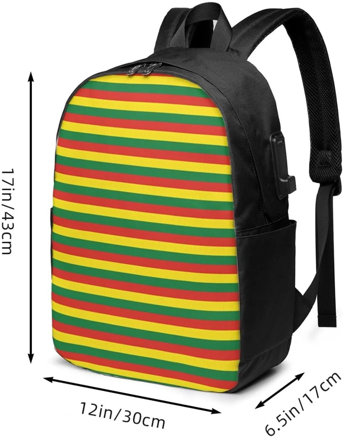 Bolivia Flag Bandera Stripe Travel Backpack 17-Inch Laptop Backpacks Business Rucksack Casual Sport Daypack with USB Charging Port Carry-on Bag for Camping Biking