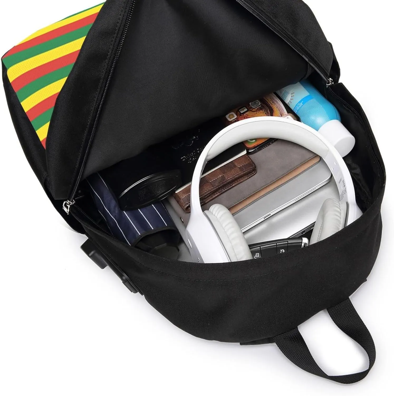 Bolivia Flag Bandera Stripe Travel Backpack 17-Inch Laptop Backpacks Business Rucksack Casual Sport Daypack with USB Charging Port Carry-on Bag for Camping Biking