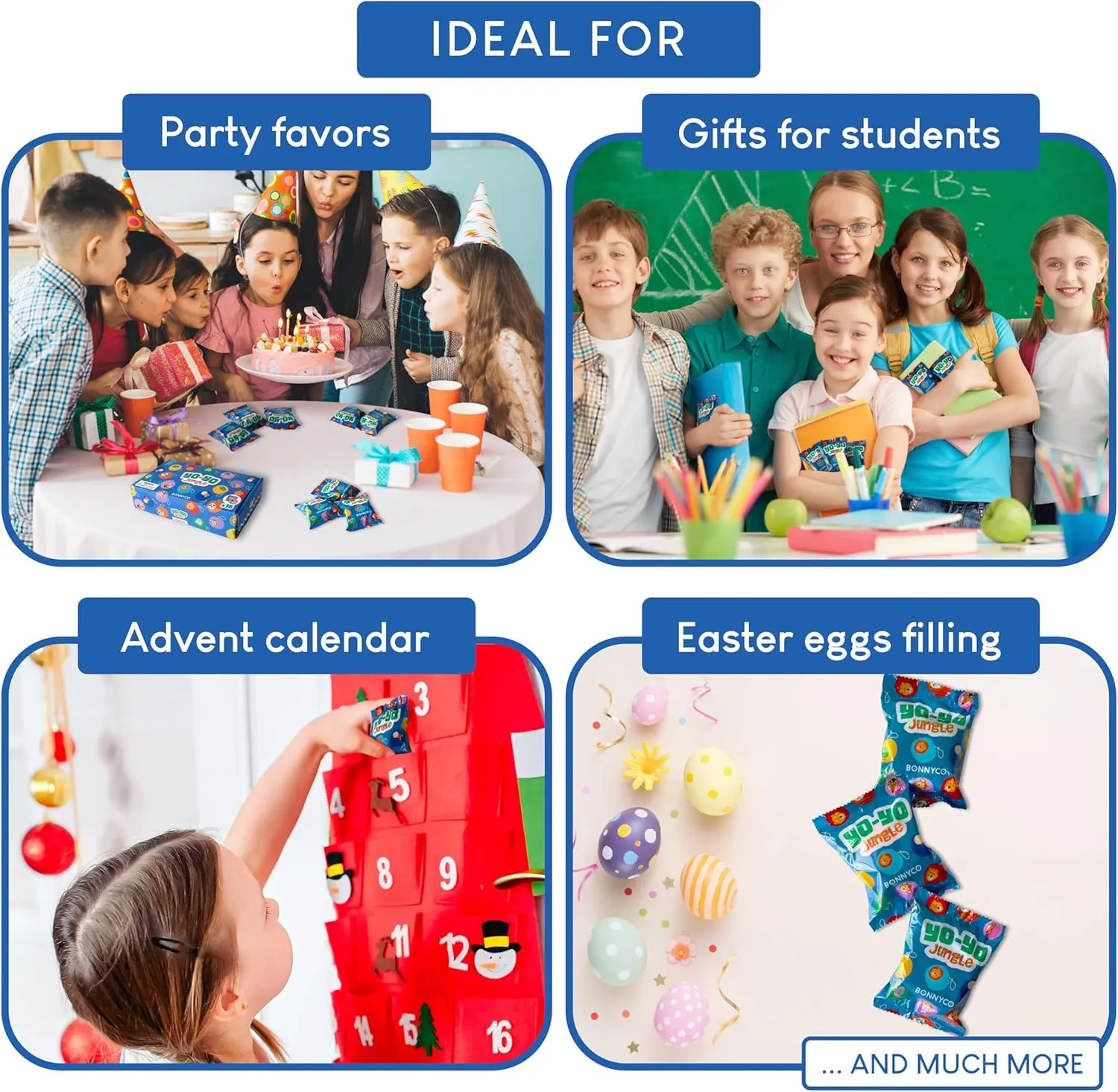 BONNYCO Yo Yo for Kids Pack 16 Jungle Animals Kids Party Favors Wooden Yoyo Bulk, Safari Goodie Bags Stuffers 3-5 4-8 | Goody Bag Stuffers Pinata Return Gifts for Birthday Party | Classroom Prizes