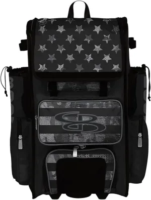 Boombah Superpack Hybrid Rolling Bat Bag - USA Honor Black Ops Bat Pack Black/Charcoal - Wheeled & Backpack Version