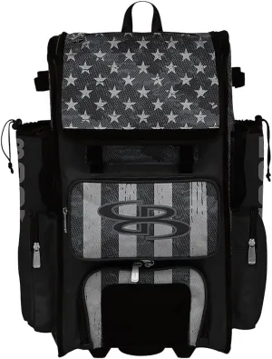 Boombah Superpack Hybrid Rolling Bat Bag - USA Pledge Black Ops Bat Pack Black/Charcoal/Steel - Wheeled & Backpack Version
