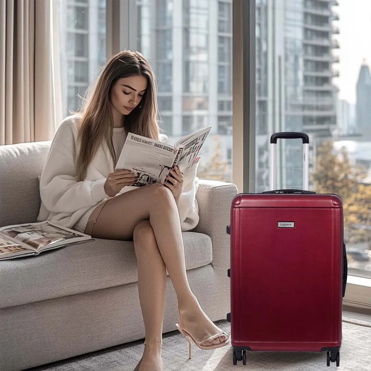Box Deep Red Light weight luggage