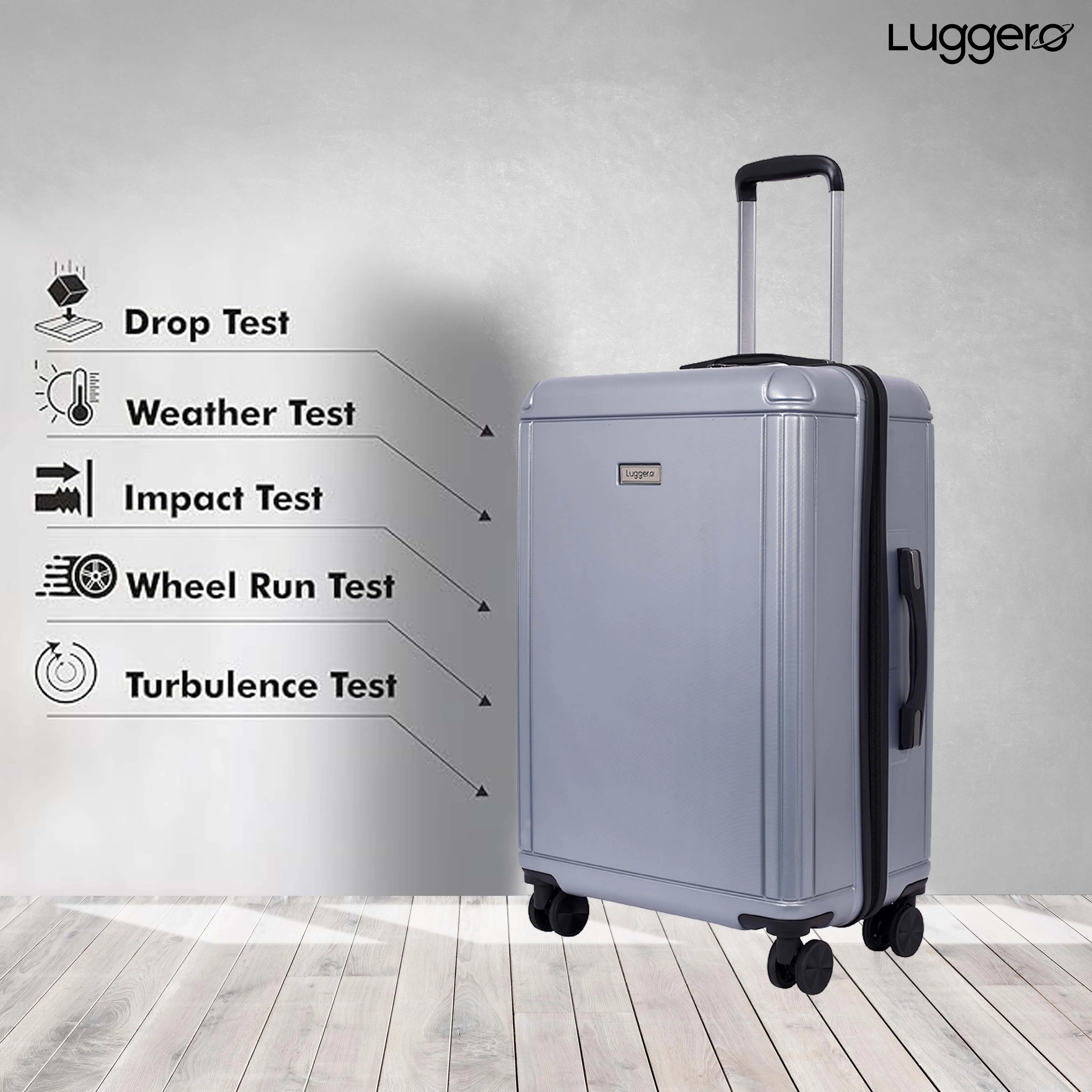 Box Silver Light weight luggage - Cabin, Medium & Large