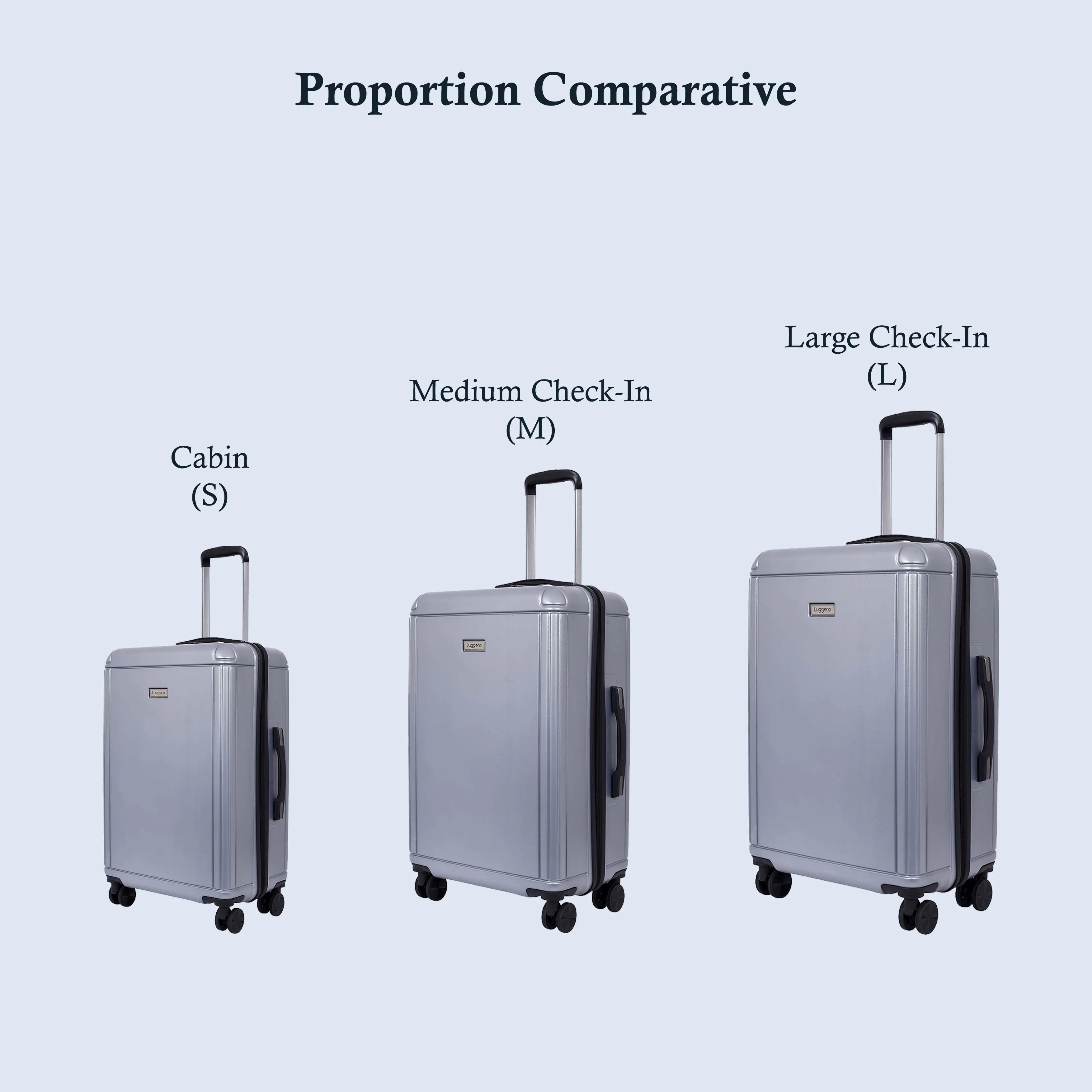 Box Silver Light weight luggage - Cabin, Medium & Large