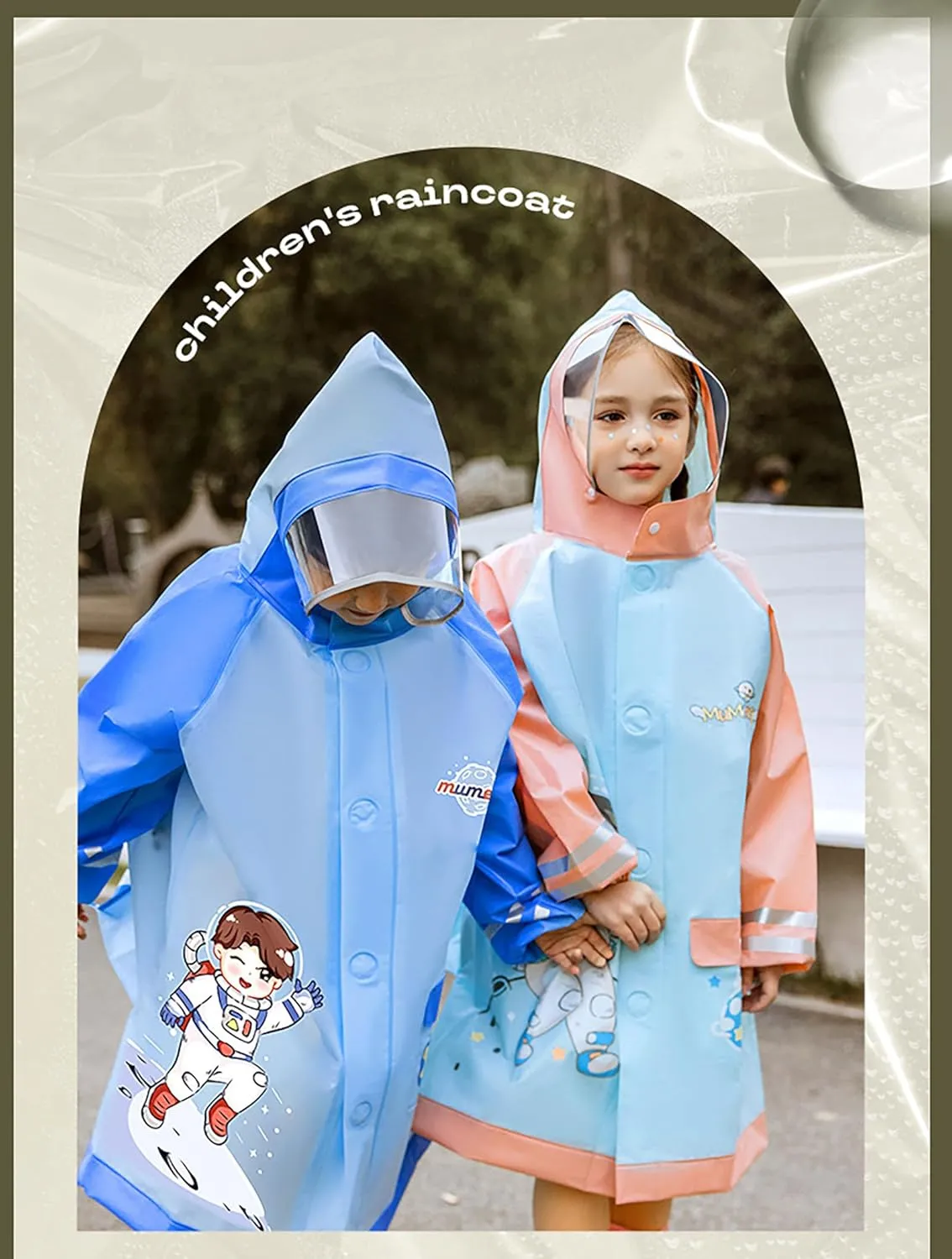 Boys Girls Hooded Rain Poncho Outdoors Kids Transparent Raincoat Student Rain Suit Waterproof Durable Windbreaker