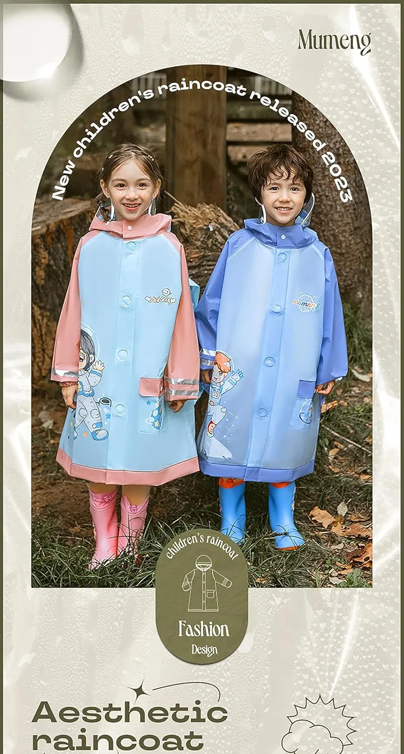 Boys Girls Hooded Rain Poncho Outdoors Kids Transparent Raincoat Student Rain Suit Waterproof Durable Windbreaker