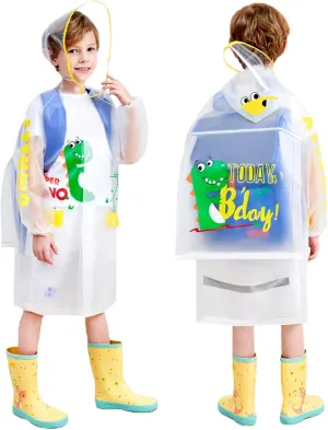 Boys Girls Hooded Rain Poncho Outdoors Kids Transparent Raincoat Student Rain Suit Waterproof Durable Windbreaker