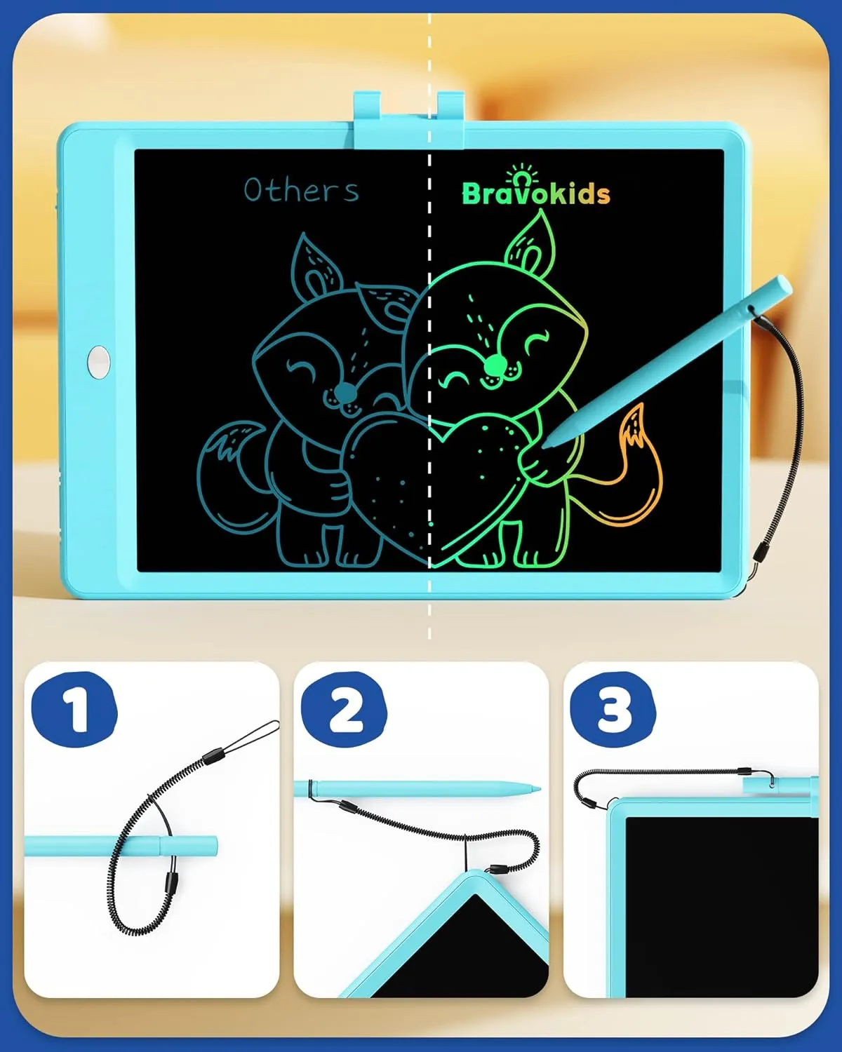 Bravokids Toys for 3-6 Years Old Girls Boys, LCD Writing Tablet 10 Inch Doodle Board, Electronic Drawing Pads, Educational Birthday Gift for 3 4 5 6 7 8 Years Old Kids Toddler (Blue)