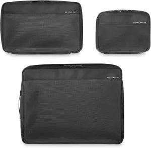 Briggs & Riley Compression Packing Cube Set for Women & Men - Bag Organizer for Checked Suitcase & Luggage, Pack Accessories for Vacation - 3-Piece, Black