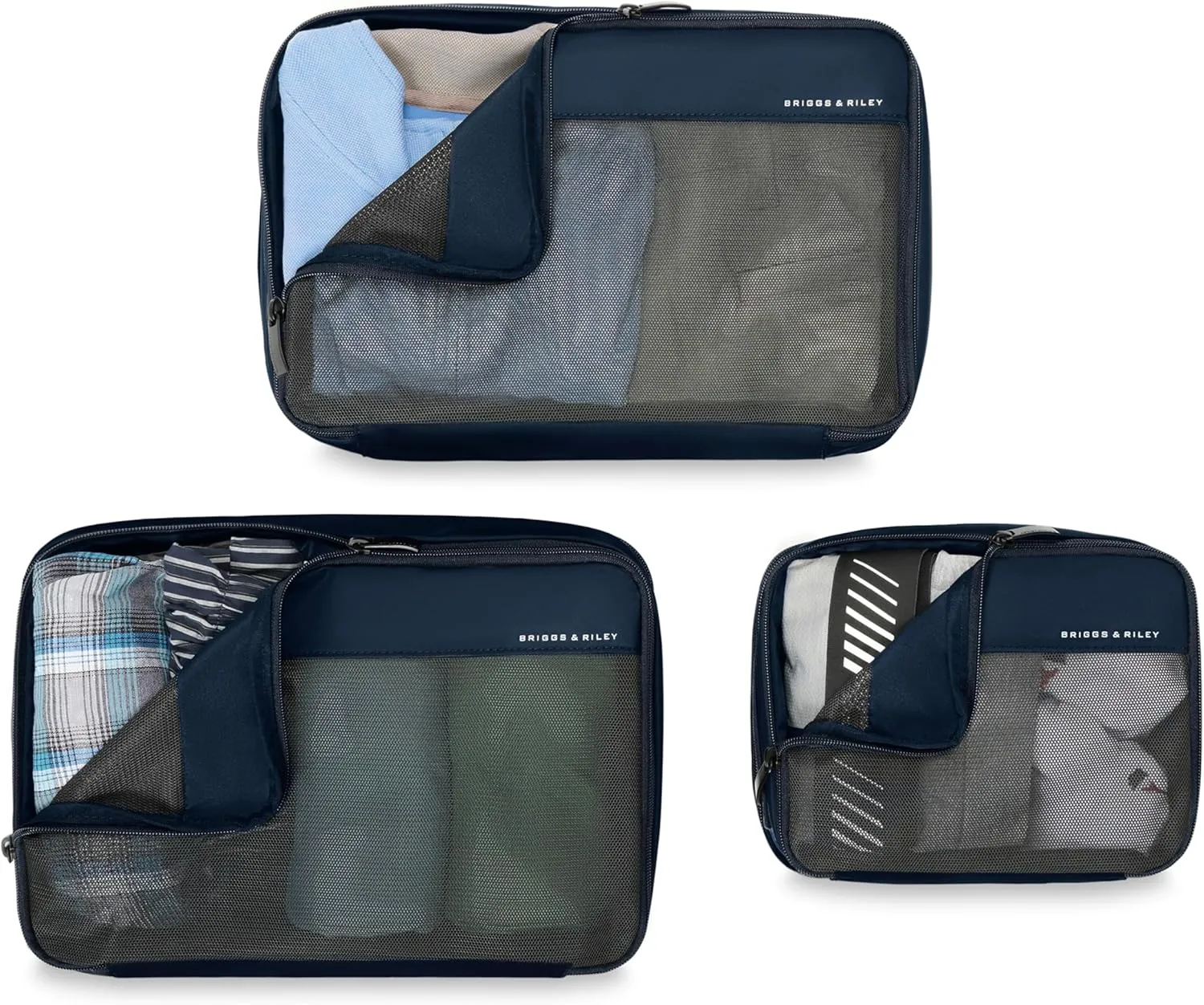 Briggs & Riley Travel Essentials Compression Packing Cube Sets, Navy, One Size, Carry-On