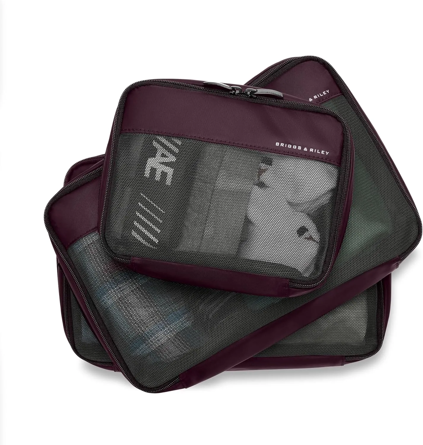 Briggs & Riley Travel Essentials Compression Packing Cube Sets, Plum, One Size, Carry-On