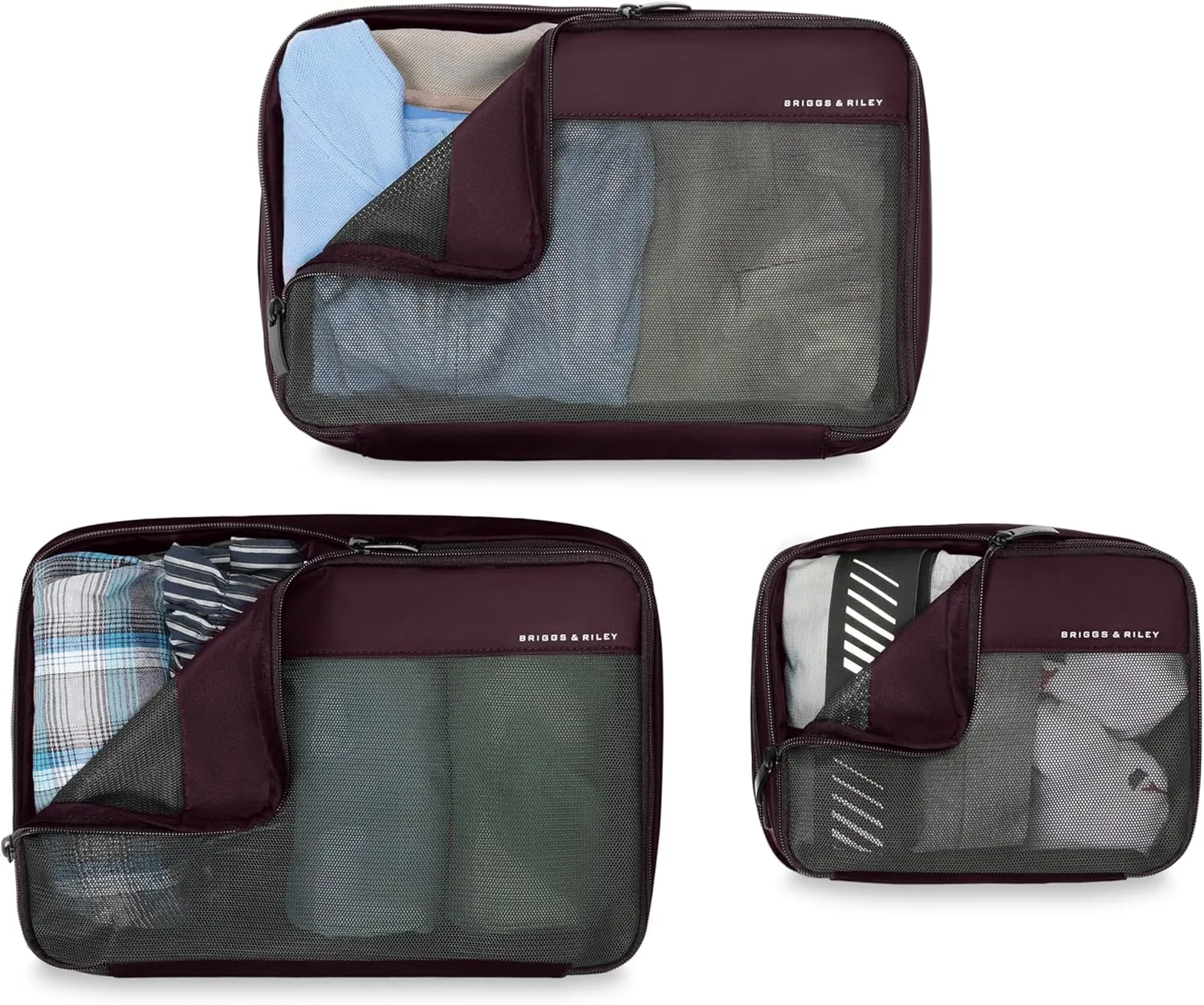 Briggs & Riley Travel Essentials Compression Packing Cube Sets, Plum, One Size, Carry-On