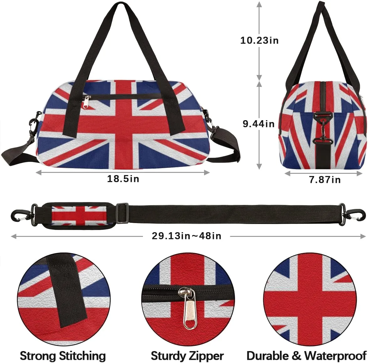 British Flag Kids Duffel Bag for Girls Boys Teens, Oil Painting Dance Bag Overnight Small Duffel Bag Carry On Weekend Sports Gym Travel Bag for School Practice Gymnastics Ballet