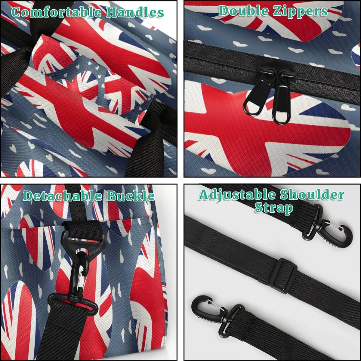 British Flag United Kingdom UK London Kids Overnighter Duffel Bags for Boys, Carry-On Size Sports Gym Bag with Front Zipper Pocket for School Practice or Overnight Travel Weekender Sleepover Tote Bag