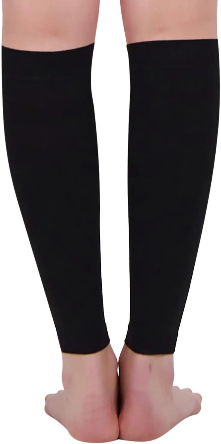 BSERA Calf Compression Sleeve Women, 2 Pairs 15-20mmHg Calf Support Footless Compression Socks Stockings for Shin Splints, Varicose Veins, Recovery (Black, Medium)