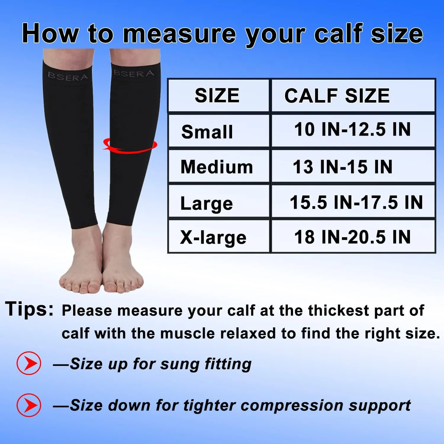 BSERA Calf Compression Sleeve Women, 2 Pairs 15-20mmHg Calf Support Footless Compression Socks Stockings for Shin Splints, Varicose Veins, Recovery (Black, Medium)