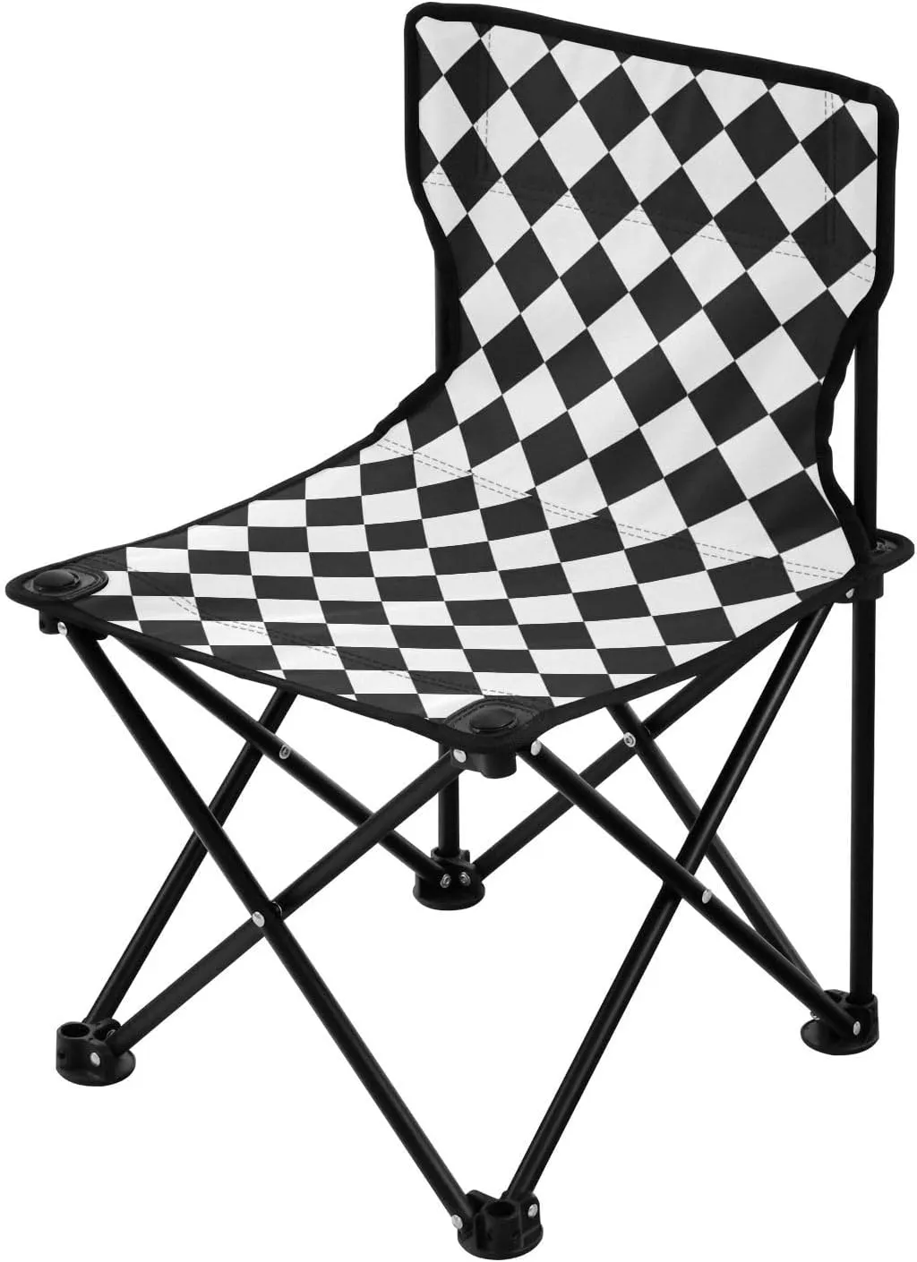 Buffalo Plaid White Black Collapsible Camp Chairs for Adults Ultra Lightweight Folding Backpack Chair Includes Carry Bag