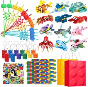 Building Blocks Party Favors, 111 Pcs Animals Building Block Toy, Building Block Party Supplies, Classroom Prizes Building Set, Goodie Bag Stuffers, Christmas, New Year, Valentine's Day, Easter Gift