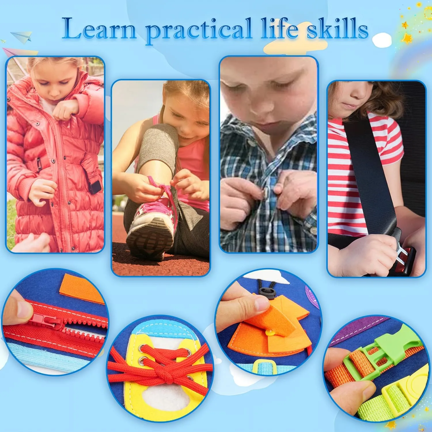 Busy Board for 1 2 3 4 Year Old Toddler Montessori Busy Book Sensory Learning Toys for Boys Girls Preschool Toy Birthday Idea Gift
