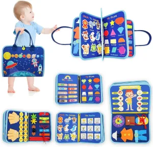 Busy Board for 1 2 3 4 Year Old Toddler Montessori Busy Book Sensory Learning Toys for Boys Girls Preschool Toy Birthday Idea Gift