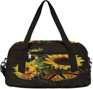 Butterfly Sunflower Kids Duffel Bag for Girls Boys Teens, Oil Painting Dance Bag Overnight Small Duffel Bag Carry On Weekend Sports Gym Travel Bag for School Practice Gymnastics Ballet