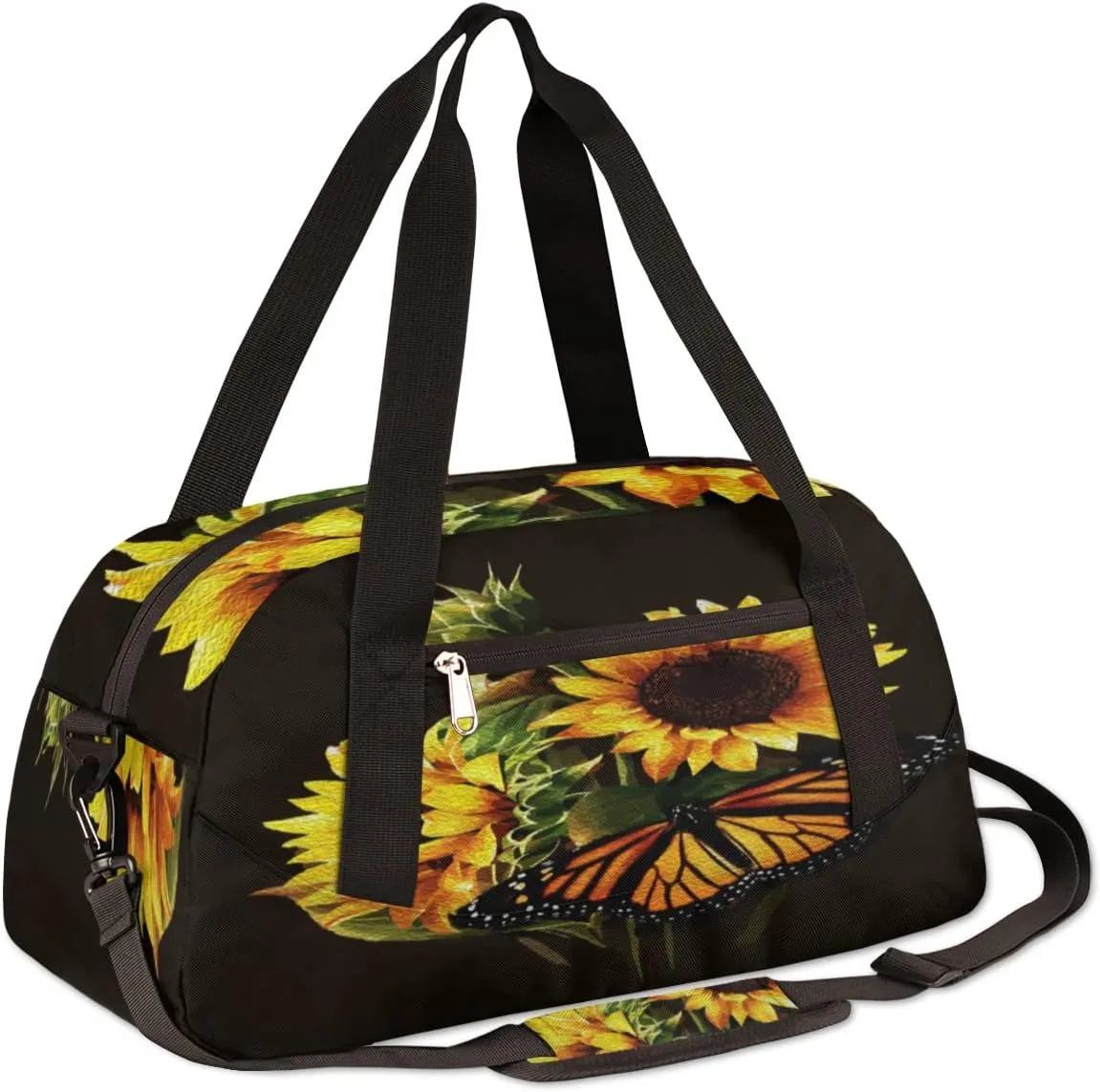 Butterfly Sunflower Kids Duffel Bag for Girls Boys Teens, Oil Painting Dance Bag Overnight Small Duffel Bag Carry On Weekend Sports Gym Travel Bag for School Practice Gymnastics Ballet