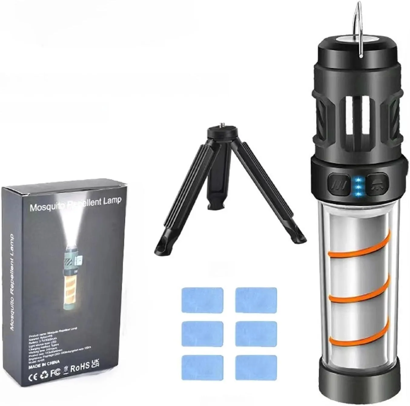Buzz Defense Portable,3-in-1 Camping Lantern with Magnetic Base,3000 mAh USB-C Recharged Outdoor Lamp,,IPX6 Waterproof, Adjustable Brightness LED Camping Light for Outdoor, Garden, Picnic (Black)