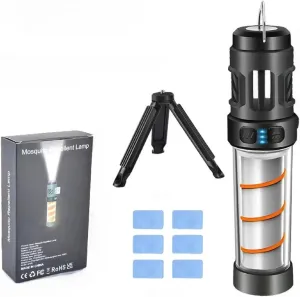 Buzz Defense Portable,3-in-1 Camping Lantern with Magnetic Base,3000 mAh USB-C Recharged Outdoor Lamp,,IPX6 Waterproof, Adjustable Brightness LED Camping Light for Outdoor, Garden, Picnic (Black)