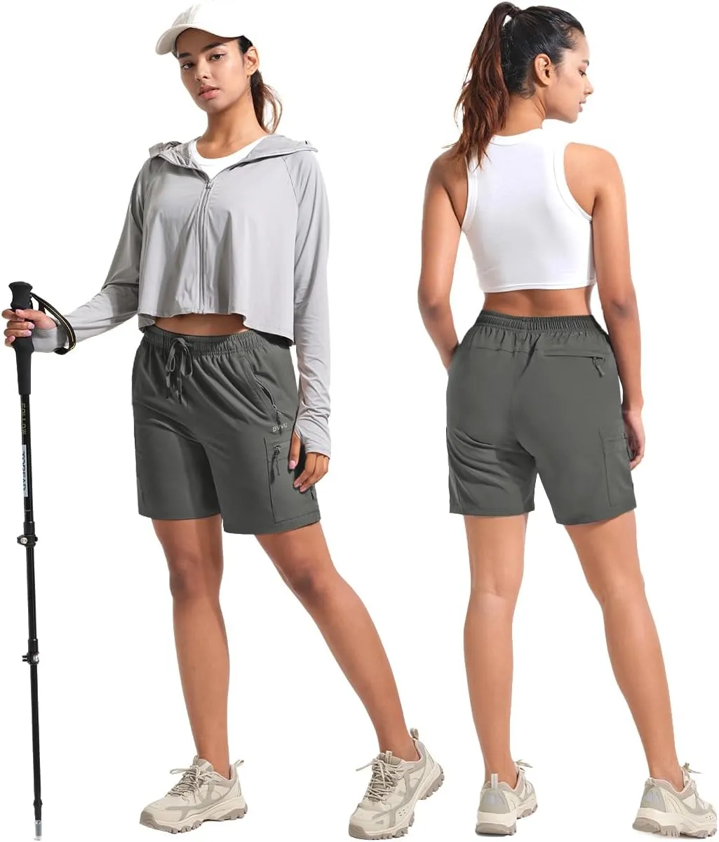 BVVU Women's Hiking Cargo Shorts Lightweight 7" Athletic Shorts for Women Quick Dry Casual Travel with Pockets
