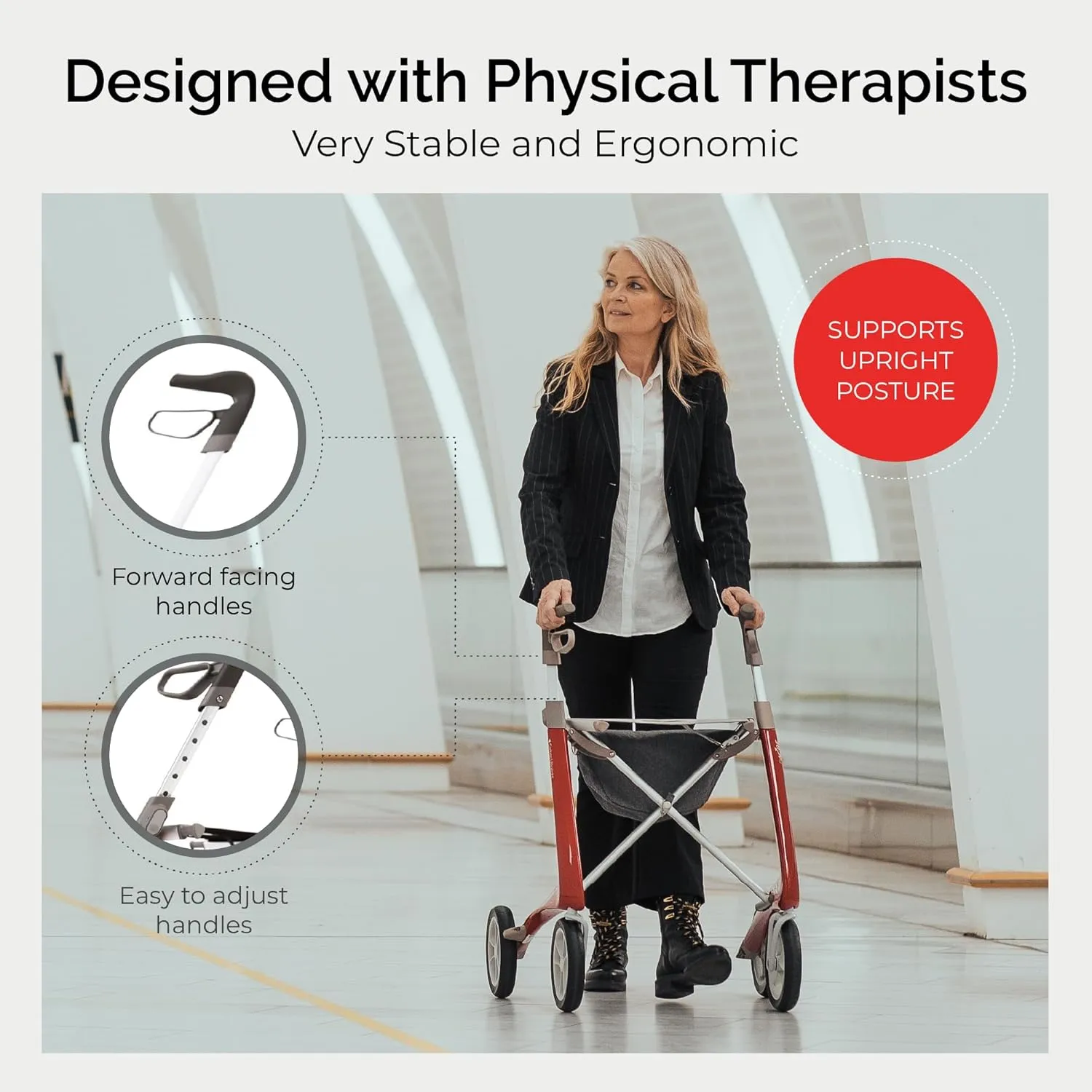 byACRE Carbon Ultralight Rollator Walker - World's Lightest Carbon Rollator - Only 10.6 lbs | Indoor and Outdoor Use | Foldable with seat and Easy to Travel with (Champagne Gold, Wide Track)